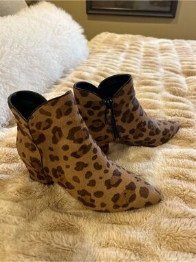 Cole Haan Leopard Print Ankle Booties in Brown